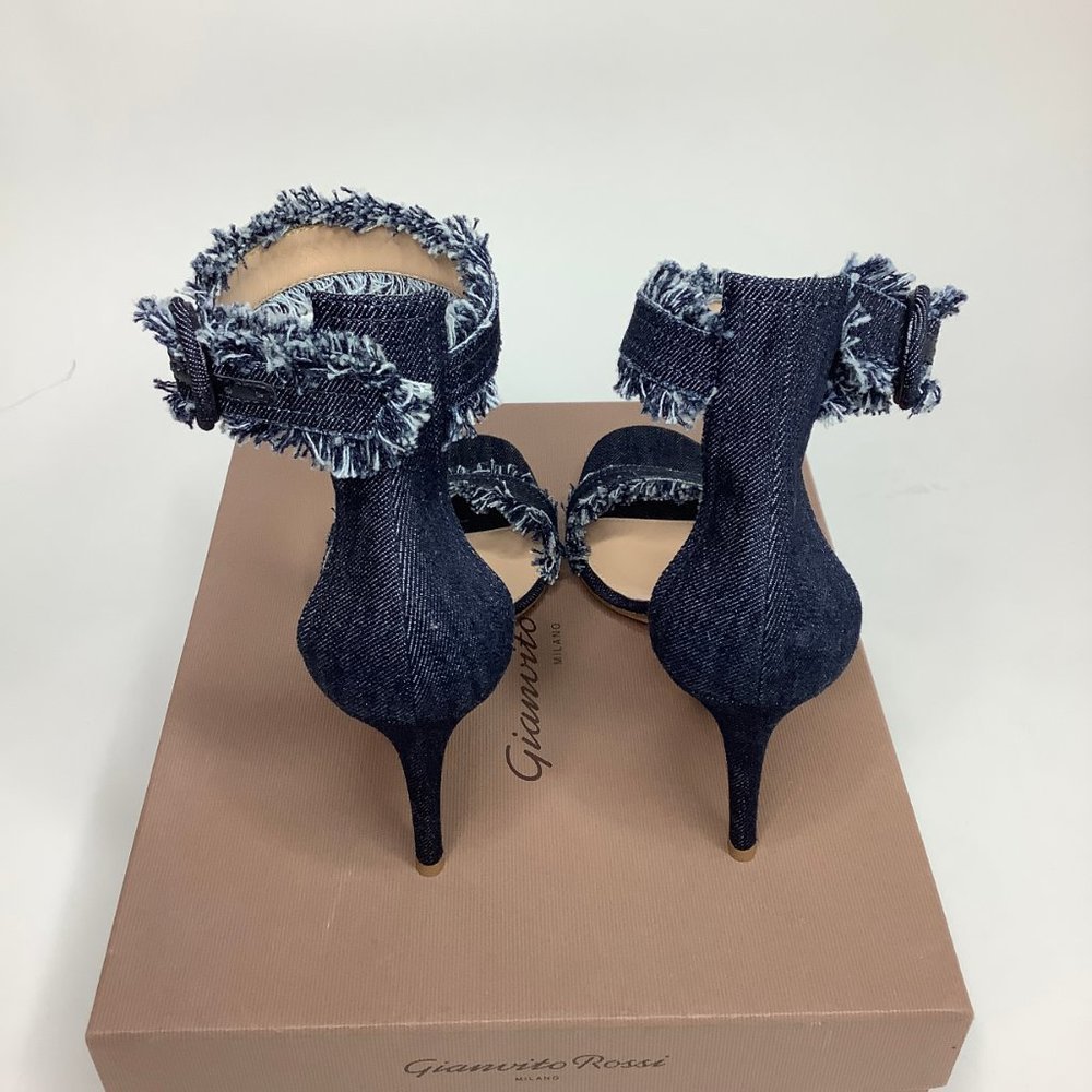 Gianvito Rossi Lola Blue Denim Sandals Women’s Size 40 - Picture 3 of 4